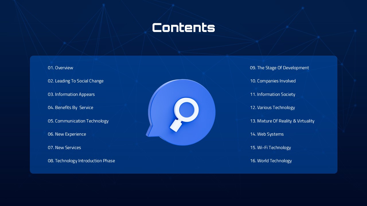 Information Technology Template Contents Slide
