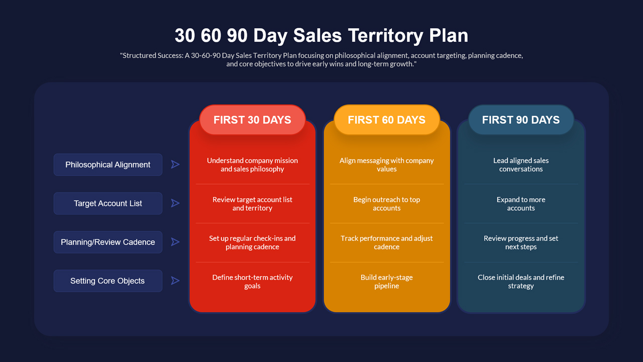 Multicolor 30 60 90 Day Sales Territory Plan Template
