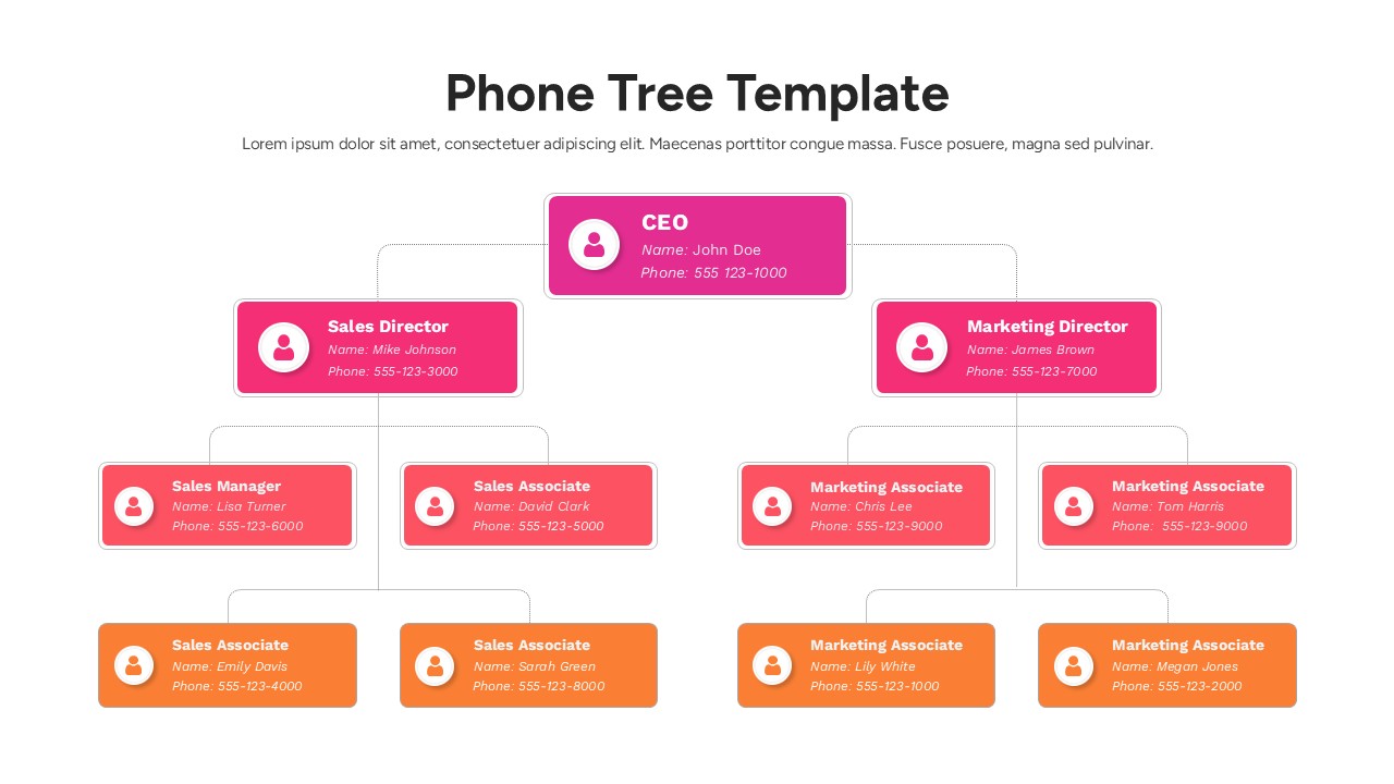 Multicolor Phone Tree Hierarchy Presentation Slide