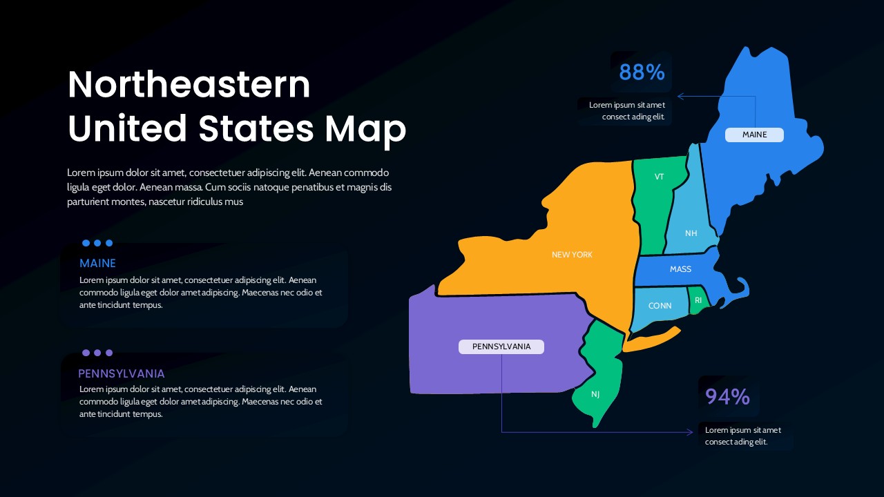 Editable Northeastern US Regional Map Slide