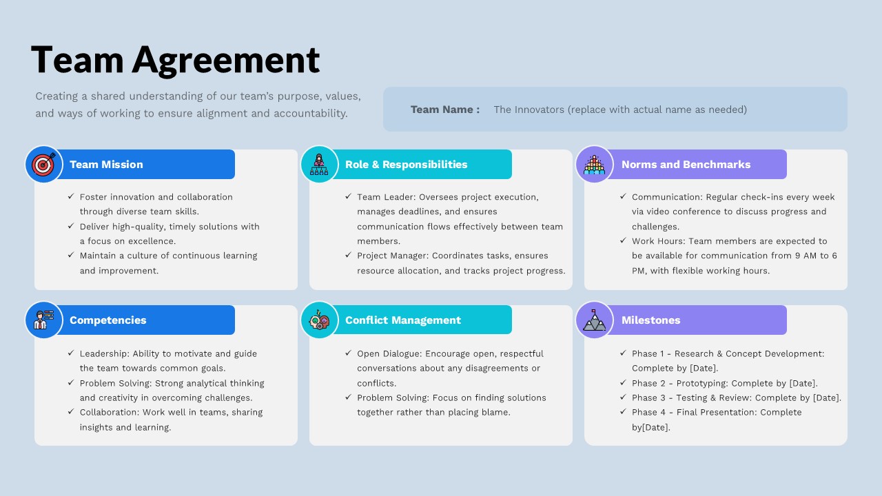 Editable Team Agreement Template for PPT