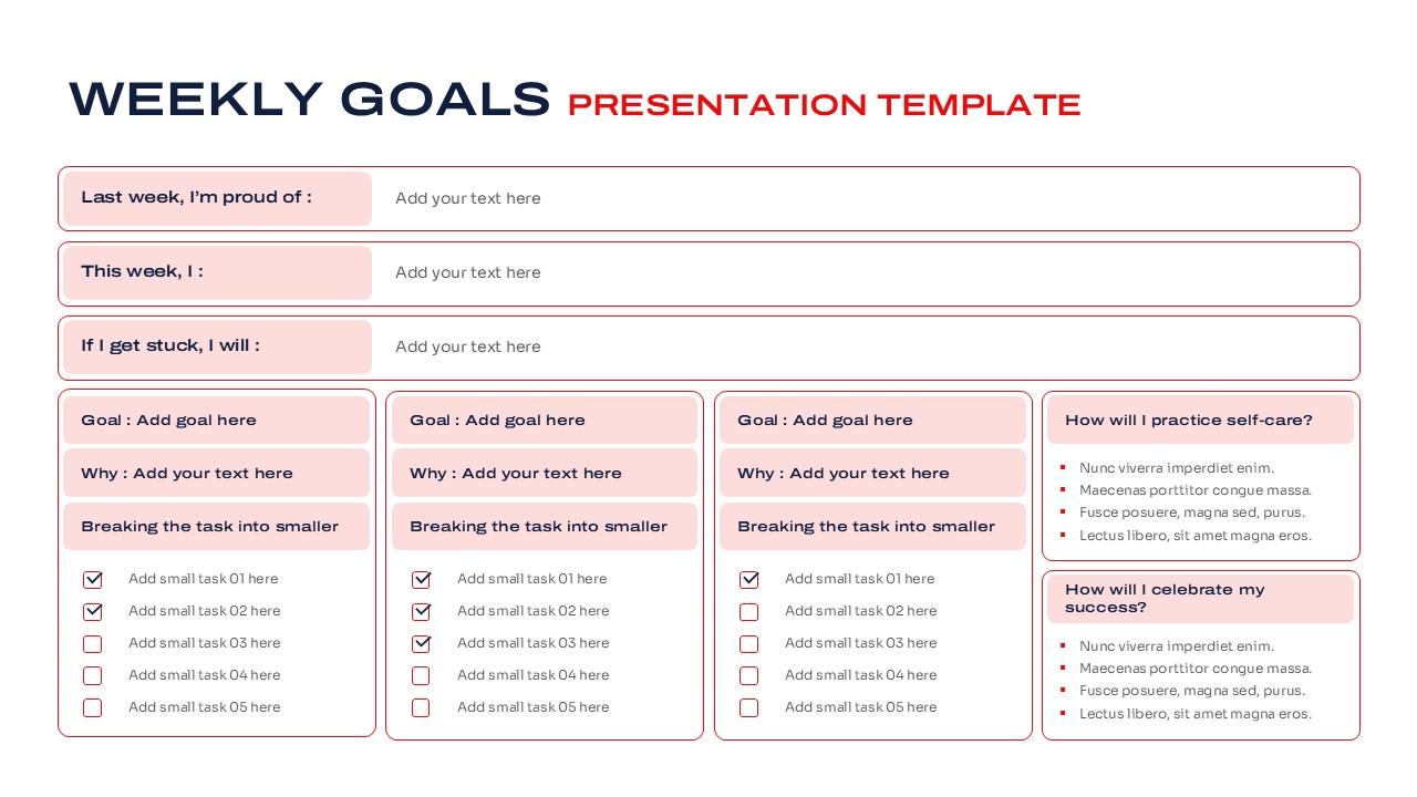 Weekly Goals Template for PPT
