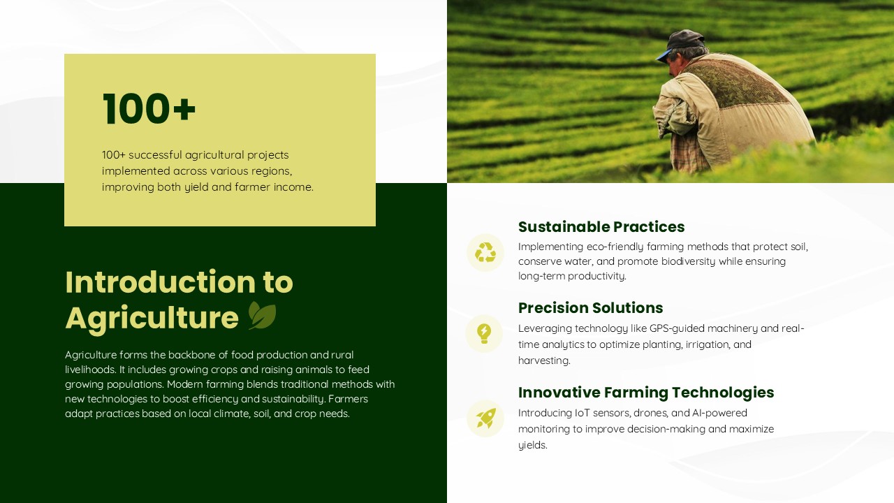 Agriculture Sustainability Company Profile Introduction PPT Slide