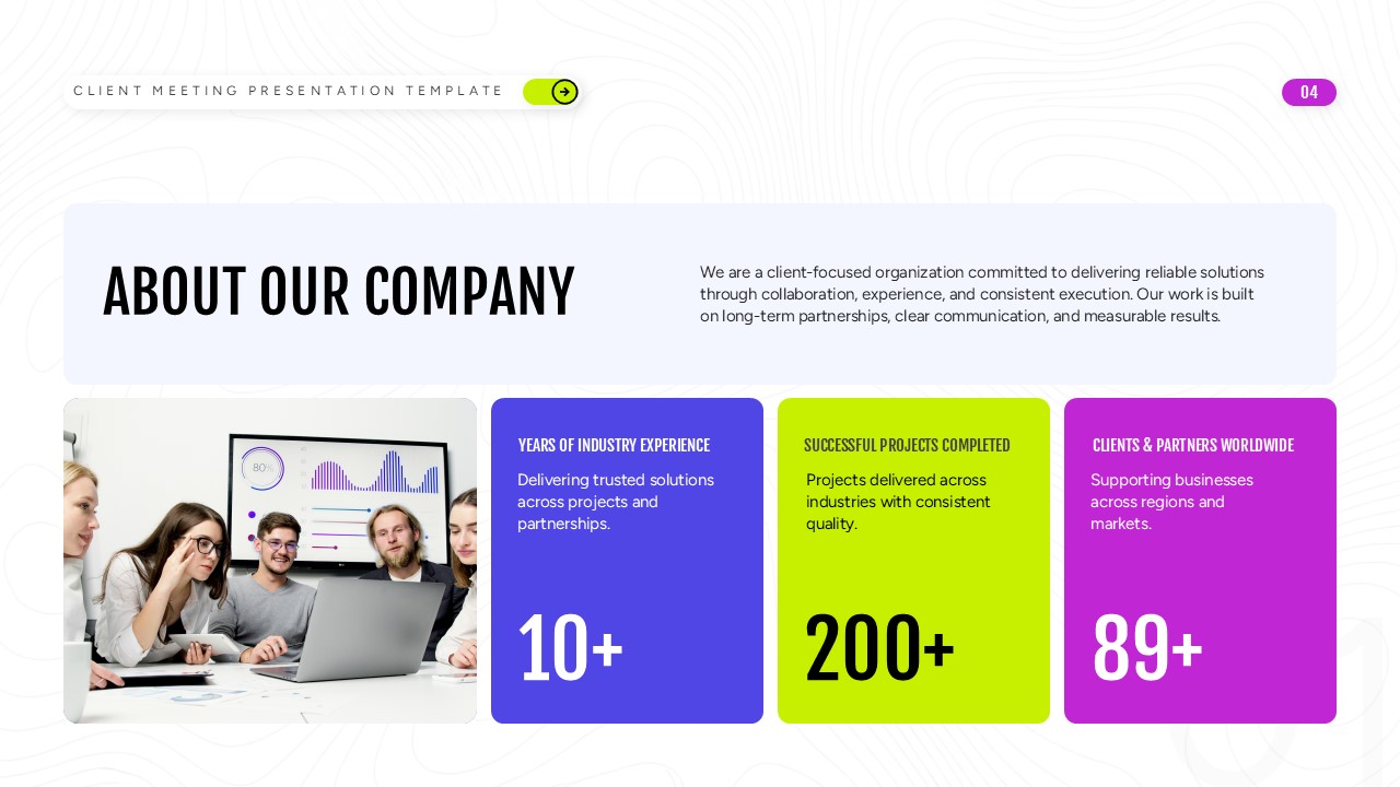 Client Meeting Company Profile About Slide