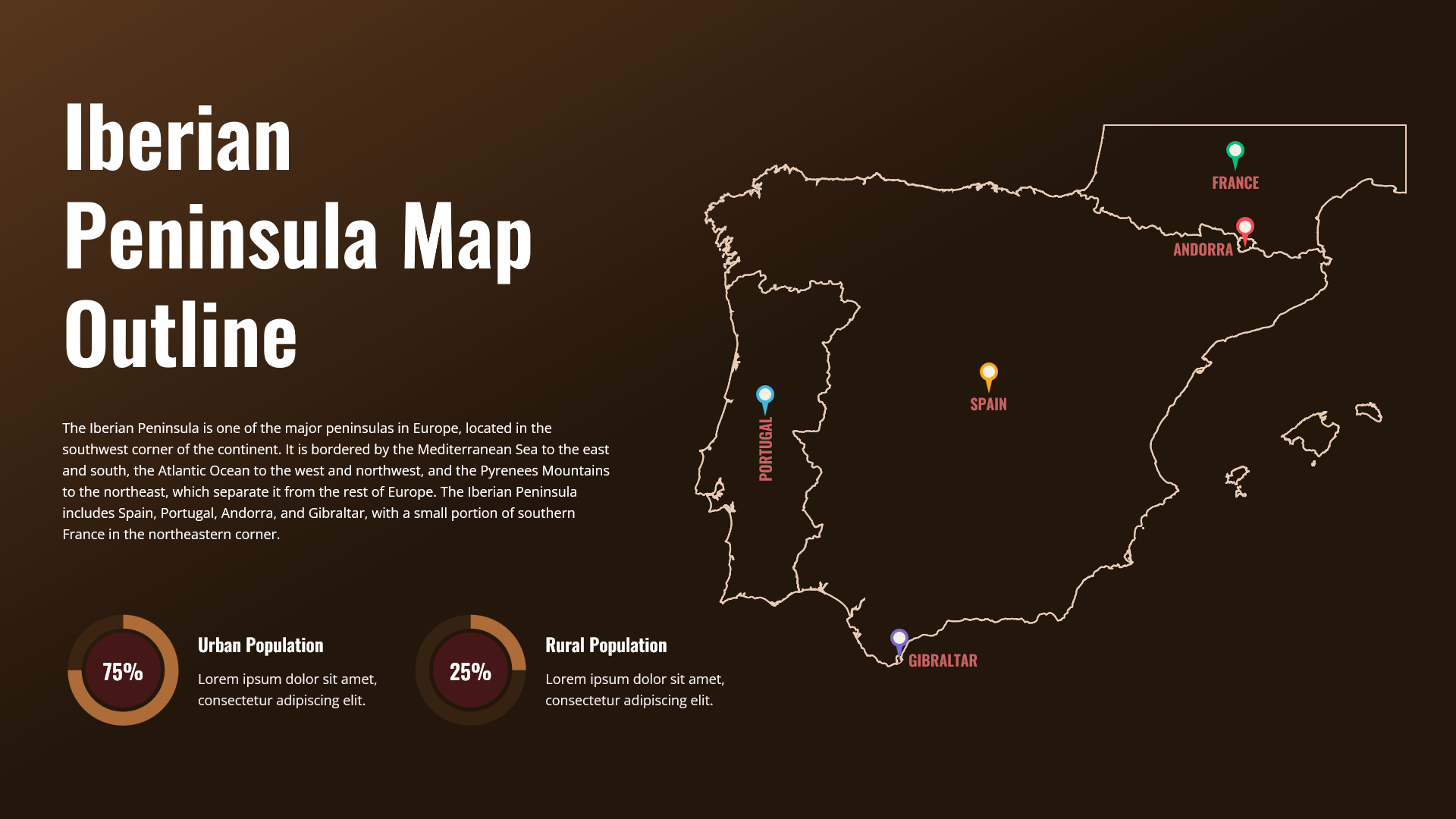 Editable Iberian Peninsula Map