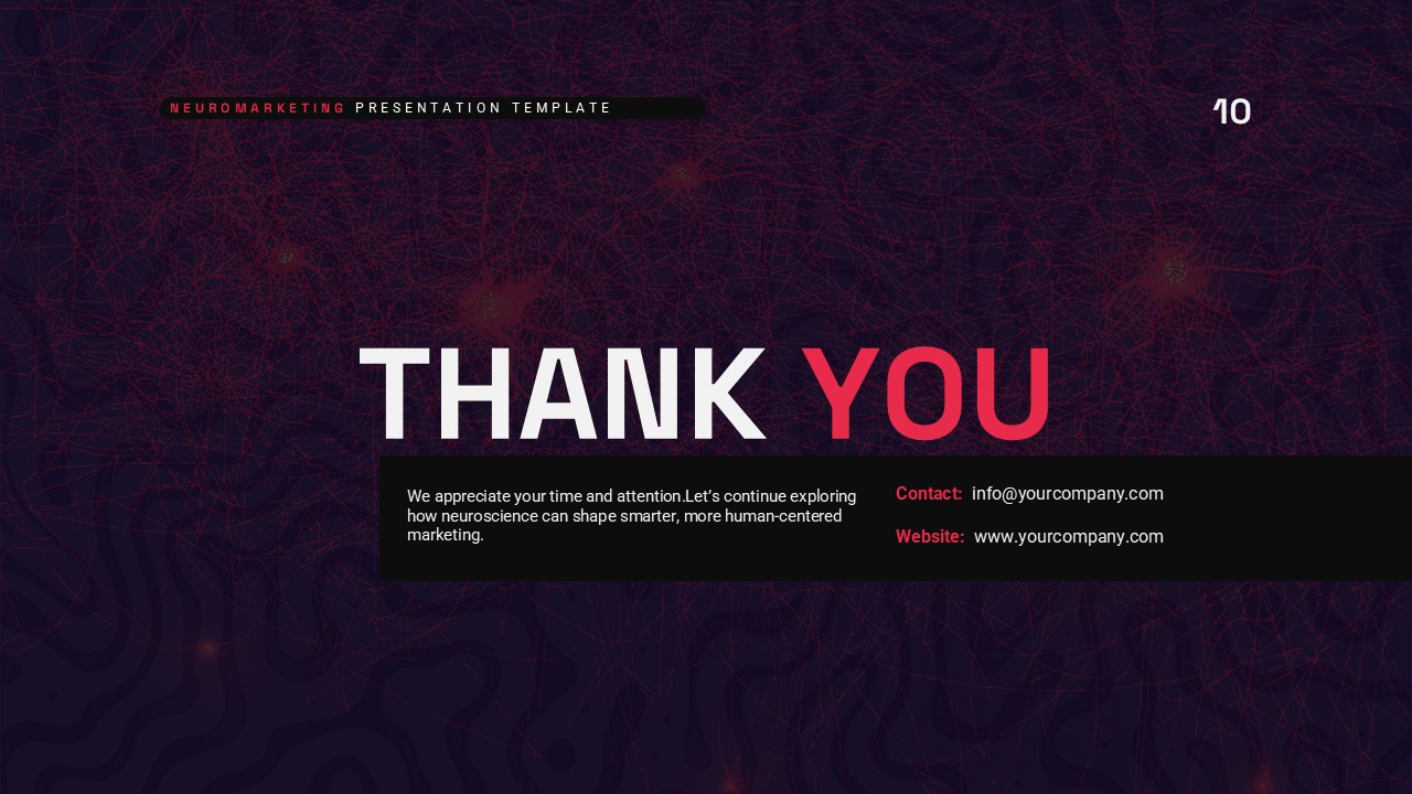 Neuromarketing Pitch Deck Dark Thankyou Slide