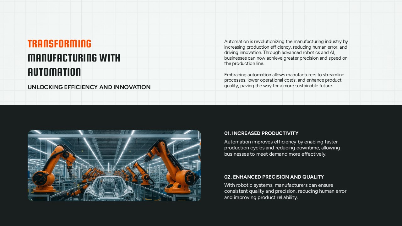 Manufacturing And Automation Template PowerPoint and Google Slides transforming manufacturing