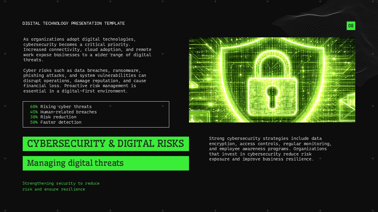 Digital Technology PowerPoint and Google Slides security padlock