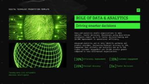 Digital Technology PowerPoint and Google Slides fingerprint and wireframe globe