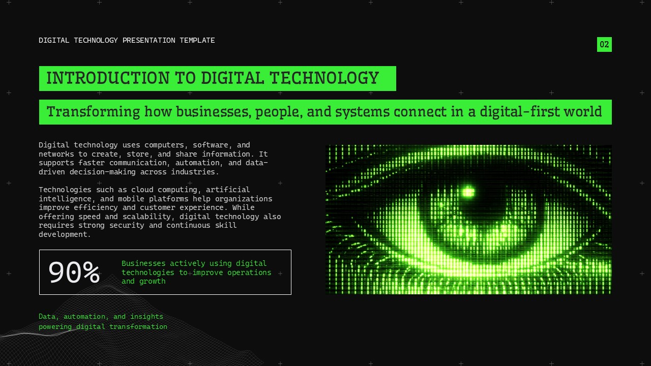Digital Technology PowerPoint and Google Slides introduction with digital eye