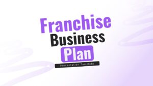 Franchise Business Plan PowerPoint and Google Slides title slide with purple wave design