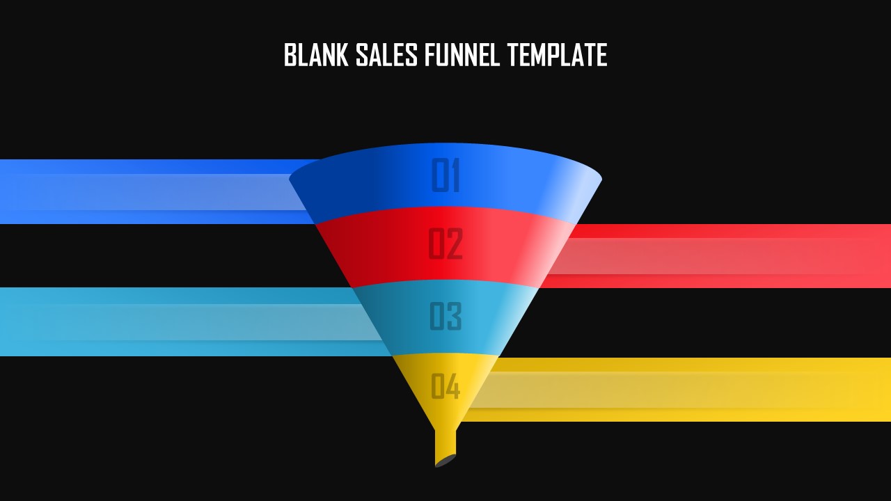 Blank sales funnel google slide template with 4 stages