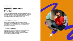 Business financial statement Google Slides template with expense optimization overview and modern finance design.