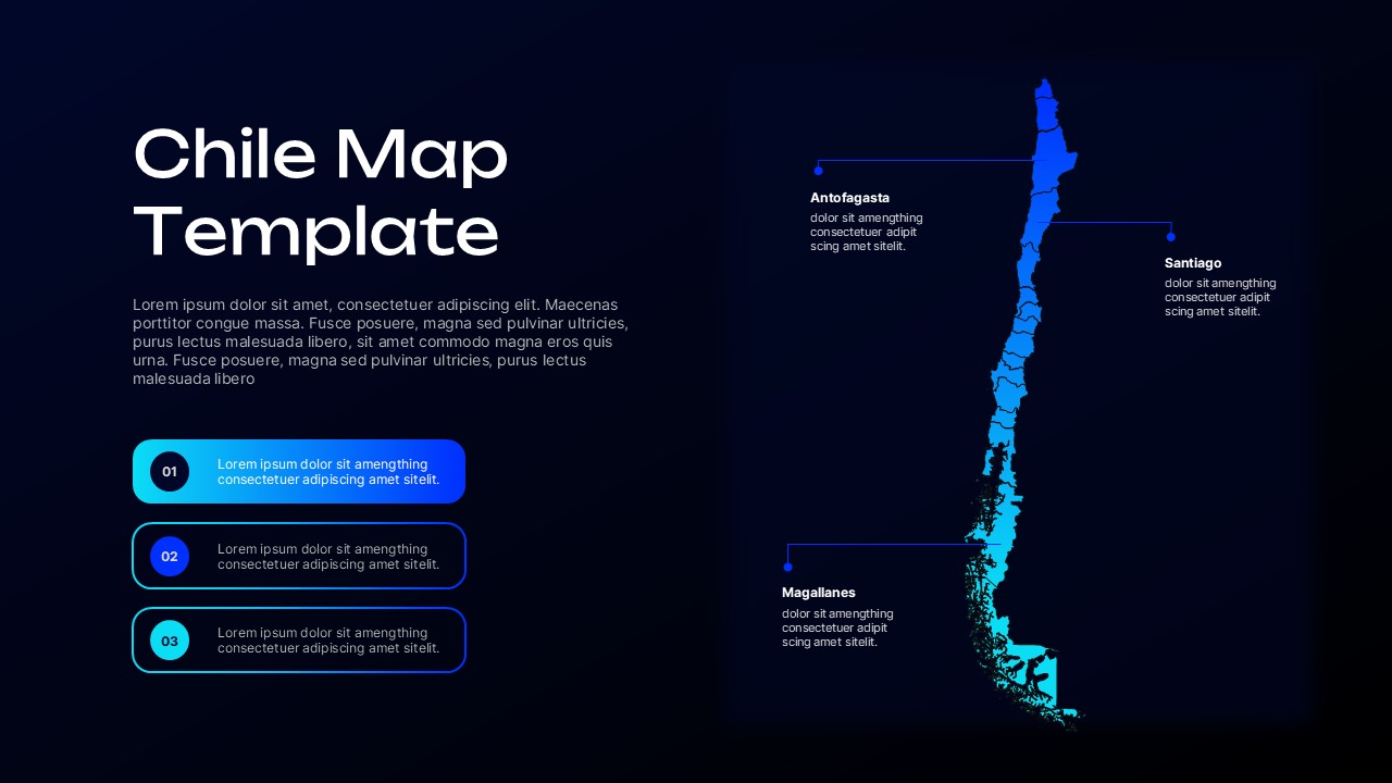 Editable Chile map PowerPoint presentation template