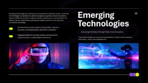 Emerging technologies presentation slide explaining AI automation and digital innovation with content layout and visuals