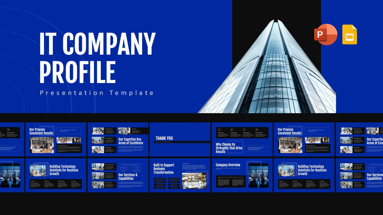IT company profile presentation deck cover slide
