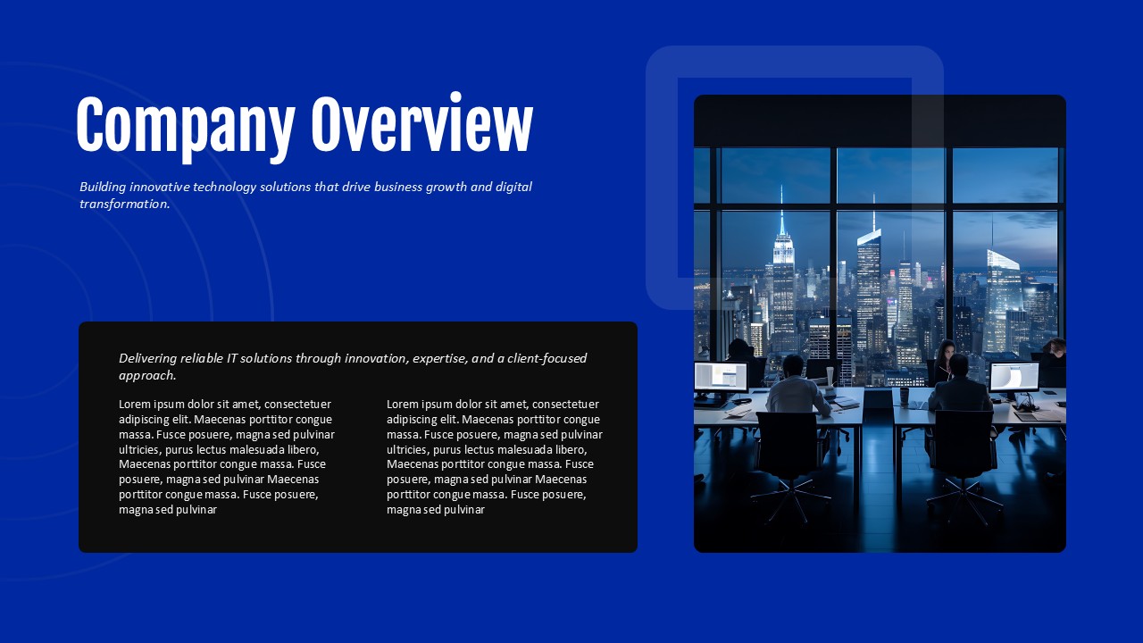 IT company profile presentation overview PPT slide