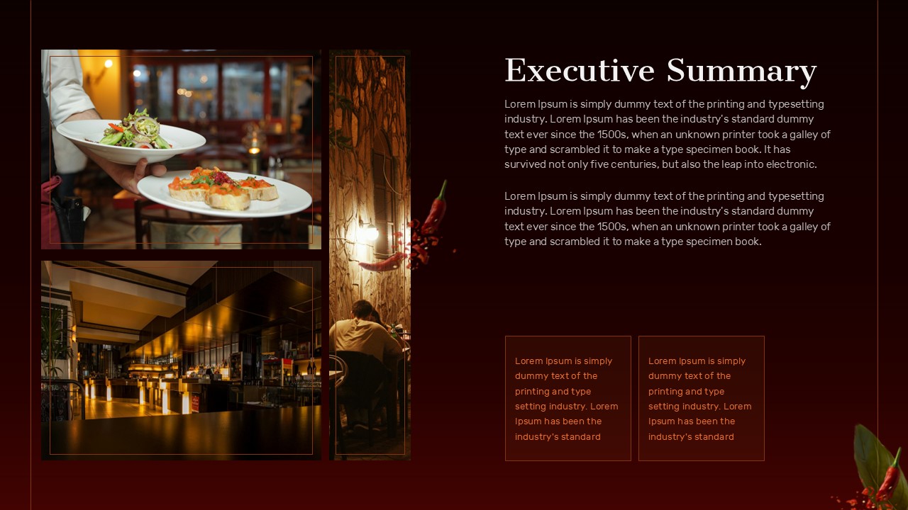 Restaurant Marketing Plan Template Executive summary PPT slide