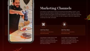 Marketing channels slide in a Restaurant Marketing Plan presentation