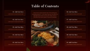 Table of contents slide in Restaurant Marketing Plan Deck