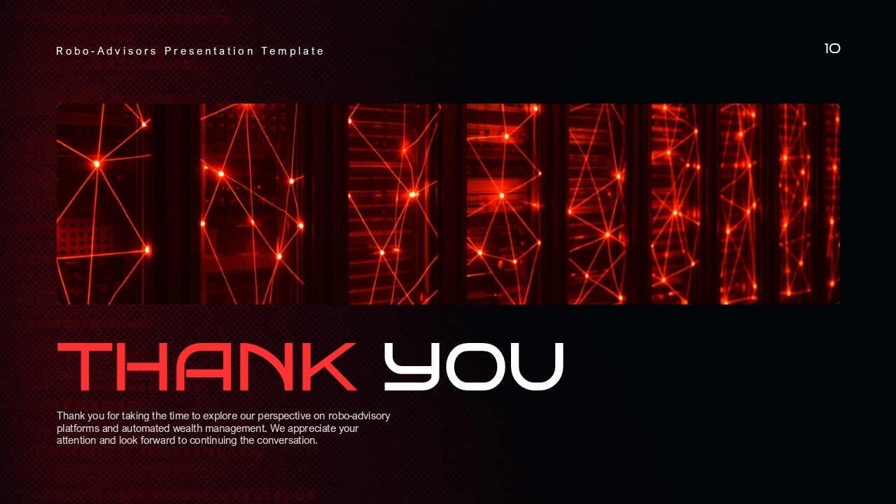 ROBO advisors AI presentation red COLOR thank you slide