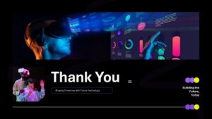 Thank you presentation closing slide with future technology theme and VR visuals for keynote ending