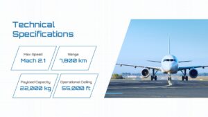 Aviation presentation Google Slides template featuring aircraft technical specifications and modern aviation design.