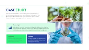 Medical case study presentation template with pharmaceutical research visuals and healthcare analysis layout.