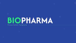 Minimal biopharma presentation title slide with modern healthcare branding and clean blue design.