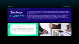 Funding strategy overview slide presenting investment planning, capital strategy, and financial growth objectives.