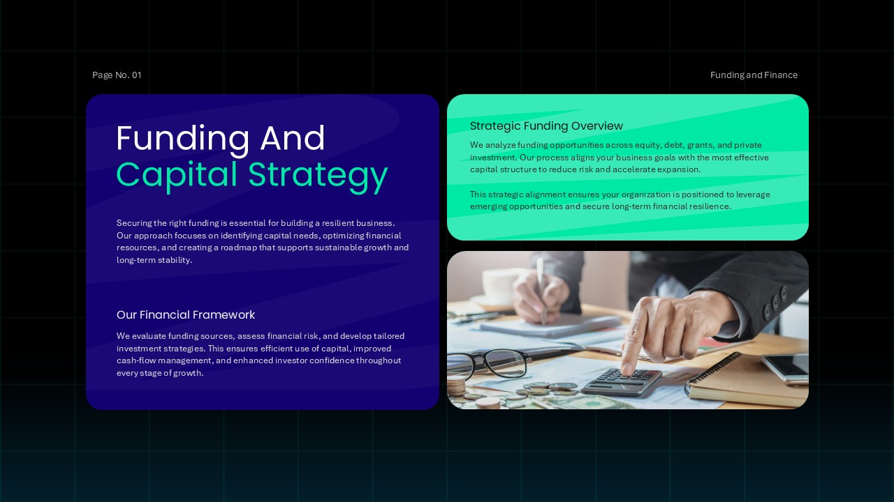 Capital allocation presentation slide highlighting funding strategy, investment priorities, and resource distribution planning.