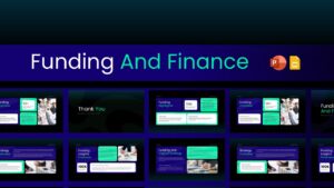 Funding and finance presentation overview slide displaying multiple business and financial presentation layouts.