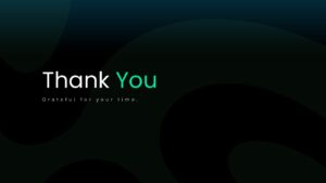 Professional thank you presentation slide with elegant dark design for business and corporate presentations.