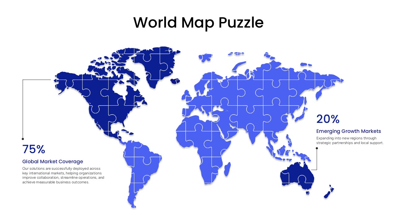 Editable World Map Puzzle PowerPoint Template
