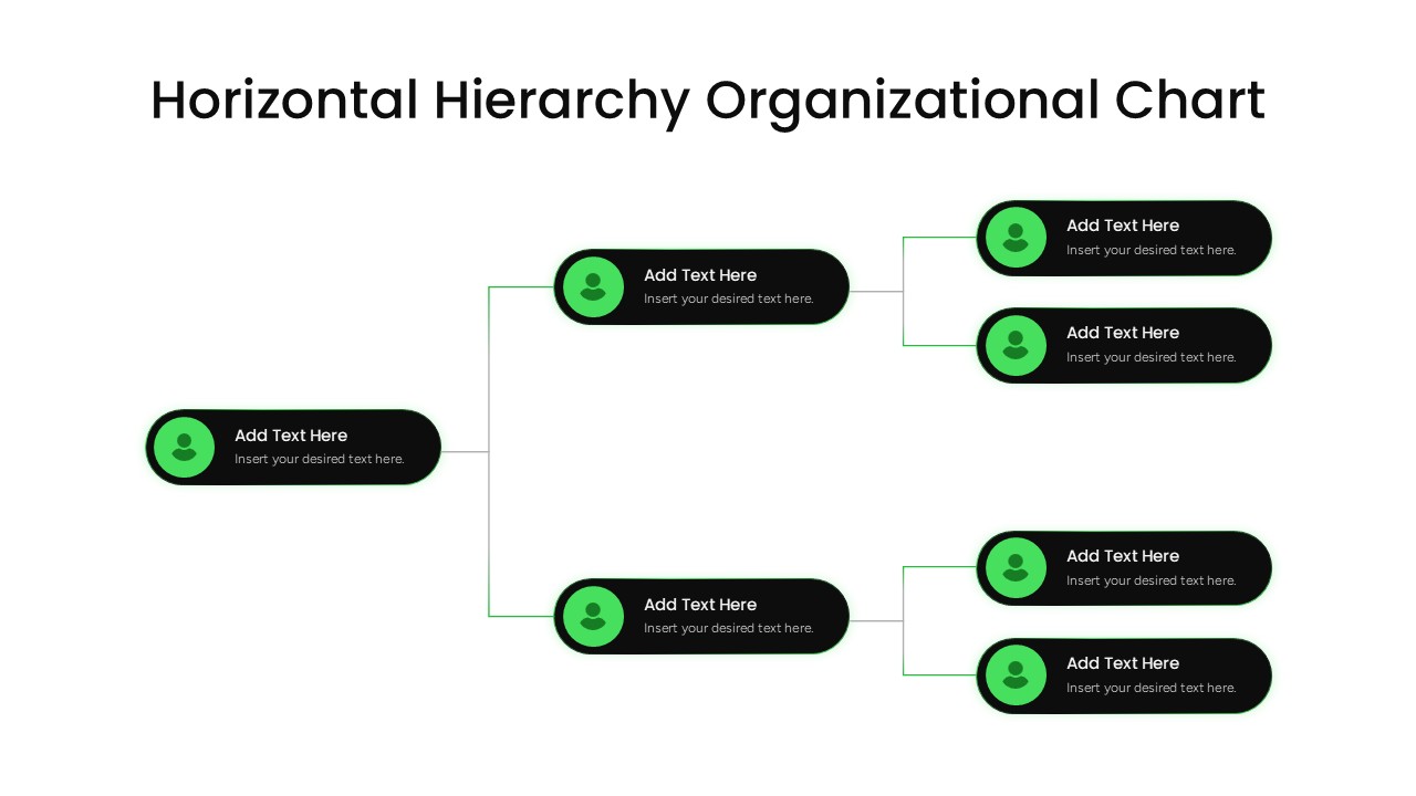 Horizontal Hierarchy Org Chart PPT Slide