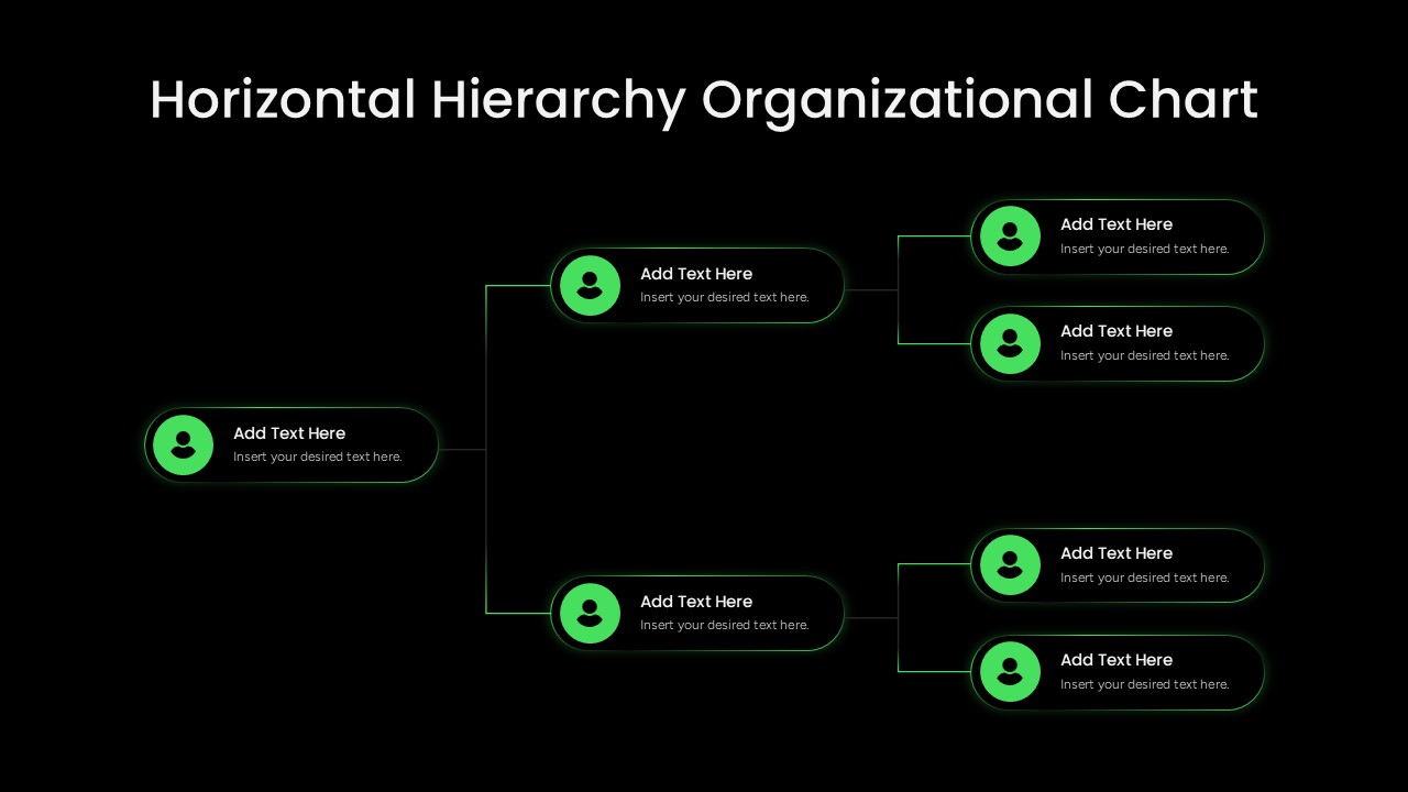Horizontal Hierarchy Organizational Chart PowerPoint Template