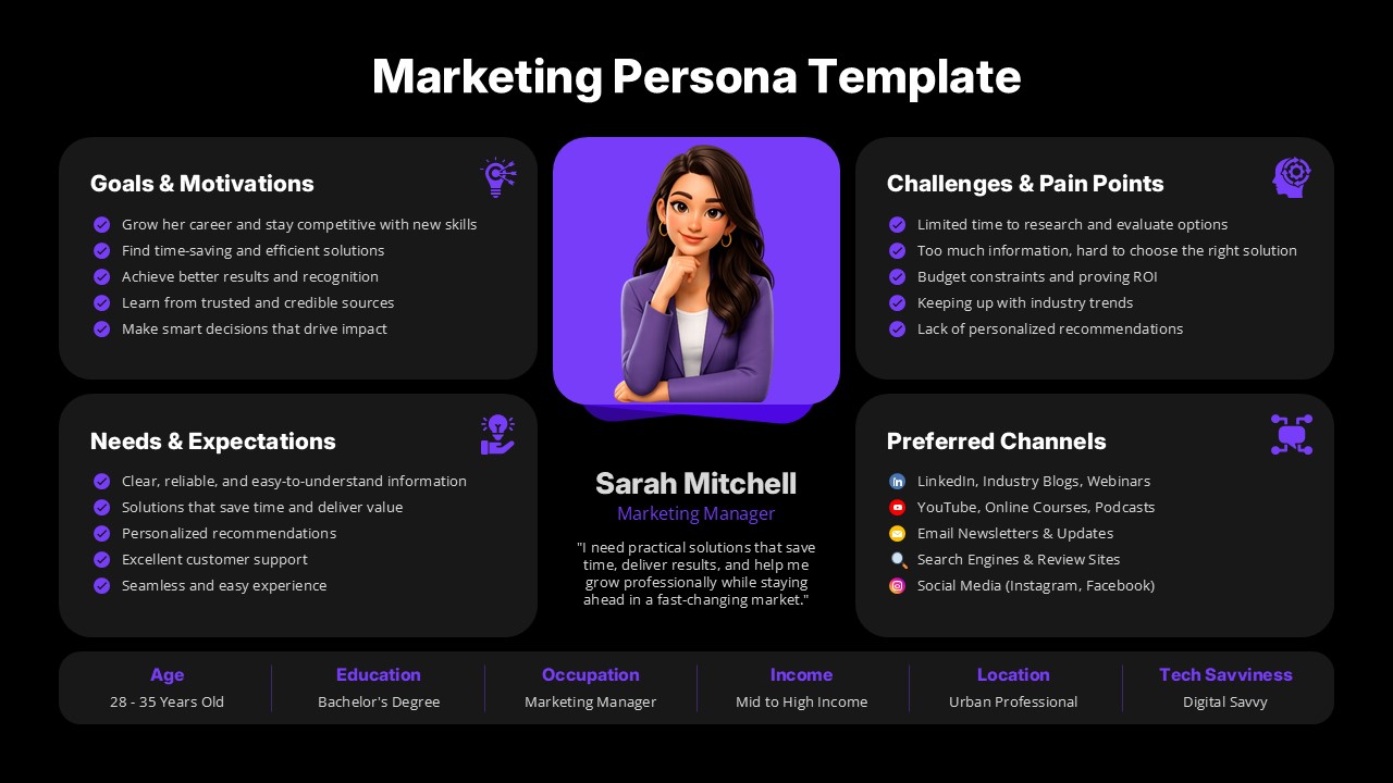 Professional Marketing Persona Template PPT