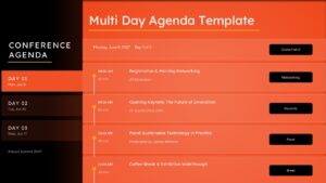 3 Day Conference Agenda Slide PPT Template