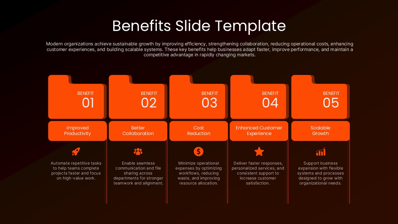 5 step benefits slide template ppt