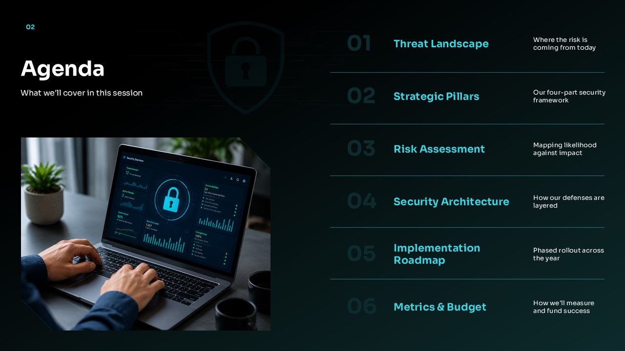 6 Point Agenda PPT Slide