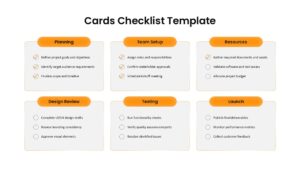 6 phase checklist card project management template for PPT & Google Slides