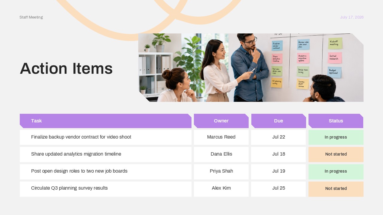 Action Items Planner Slide