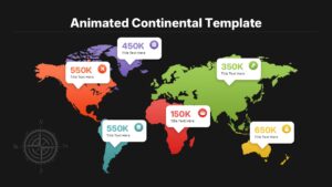 Editable Animated Continental World Map Presentation Template for Google Slides