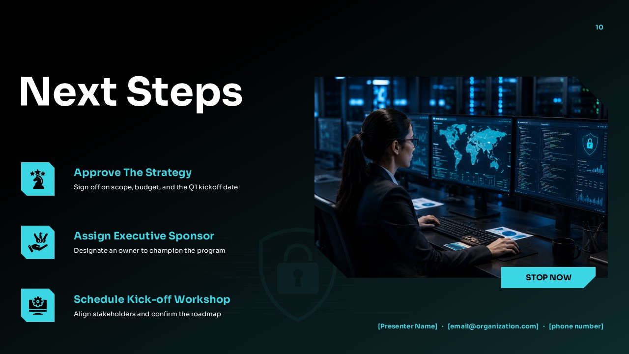 Cybersecurity PowerPoint Presentation Next Steps Slide