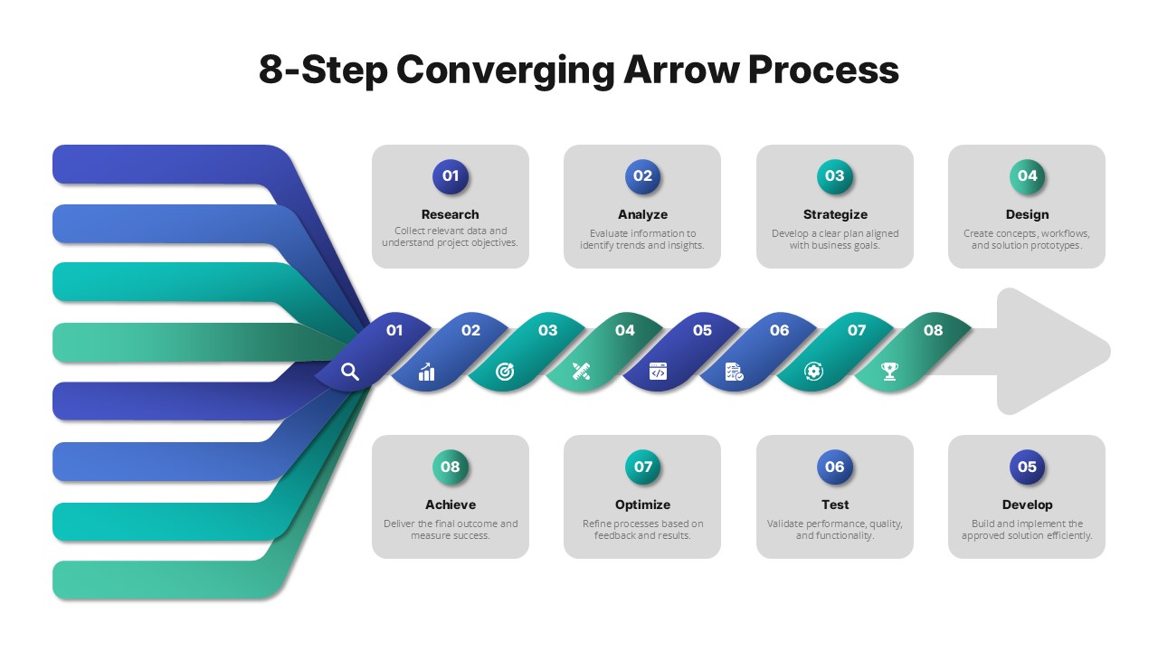 Eight-Step Arrow Process Slide For Presentations