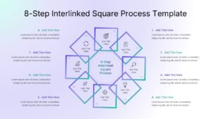 Eight-Step Interlinked Square Process Google Slide Template