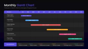 Project Management 12 Months Gantt Chart Timeline Slide