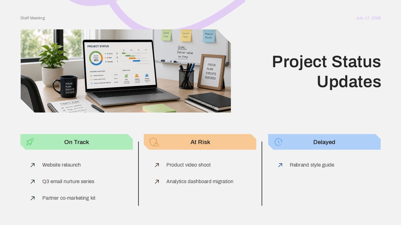 Project Status Update Template PPT
