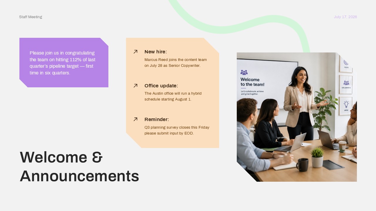Welcome Announcement PowerPoint Template