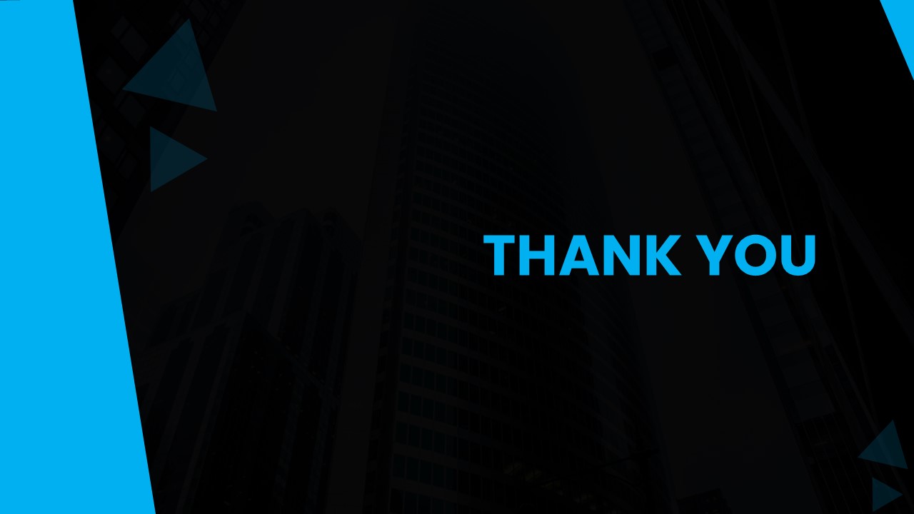 corporate blue thankyou slide for professional presentations